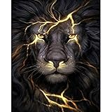 YRTMHU 5D Diamond Painting Kit Personalizzato Leone Animale Creativo Pittura Diamante Adulti Fai da Te Cristallo Strass Punto Croce Ricamo Kit Casa Pareti Decorazione 40x50cm