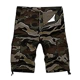 Beokeuioe Pantaloncini cargo da uomo per allenamento pantaloni larghi taglie forti da uomo plaid da spiaggia mimetico pantaloncini mimetici pantaloncini militari bermuda cargo Verde militare. XL