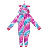 KAKU NANU Pigiama Intero Unicorno Bambina Pigiama Intero Tuta Intera con Cappuccio Unicorno Pile Bambini Costume 4 5 6 Anni Unicorno Bambina Regalo