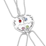 WMUVAZA Collana Amicizia Best Friends, 4 pezzi Collana con Puzzle Cuore Ciondolo Portafortuna per Amici, Collana a Cuore per bff Donna Compleanno Amica, Catena Collana Donna Argento