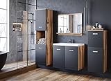 PIASKI - MALO001, Set di mobili da bagno Roma, lavabo incluso, mobili da bagno sospesi e moderni (colore wotan/nero opaco)