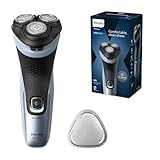 Philips rasoio elettrico serie 3000x - Rasoio elettrico Wet & Dry per uomo colore blu cielo, con tecnologia SkinProtect, rifinitore a scomparsa, rasoio ergonomico per uomo (modello X3053/00)