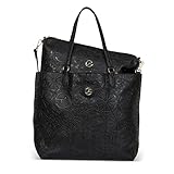 Gattinoni Borsa donna a spalla Roma Nera Grande Shopping Bag Reversibile Teodosia Embossed Nero Borsetta Borsa Tracolla