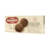 Forno Bonomi Frolle al Burro con Cacao e Gocce di Cioccolato. Biscotti gustosi ideali con il the o il caffè, ma perfetti anche come fine pasto. Confezione da 150 g