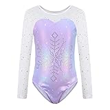 Sinoeem Ragazze Ginnastica Leotards Gradient Colour Sparkle Body Danza Ginnastica Artistica per Bambina Girocollo Senza Maniche/Maniche Lunghe per Ragazze di 3-12 Anni