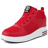 GURGER Scarpe da Ginnastica con Zeppa da Donna Sportive Fitness Sneakers Zeppa Tacco Piattaforma Scarpe Traspiranti Rosso 36