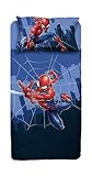 Spiderman, Lenzuolo Letto Singolo, Completo Letto Singolo, Lenzuolo Sopra, Lenzuolo Con Angoli, Federa, Blu, Marvel, 100% Cotone, Prodotto Ufficiale