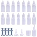 DHAIQC 15 Pezzi Flaconi Contagocce 15ml, Bottiglie Contagocce Vuote in Plastica con Imbuto, Misurino Ed Etichette per Colliri, Oli, Solventi, Liquidi Elettronica, Essenze (15ml)