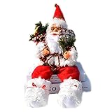 Hopowa Statuetta di Babbo Natale seduto, decorazione natalizia, 57 cm, per interni ed esterni, colore rosso