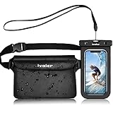 iVoler Kit Impermeabile con Borsa Impermeabile Sacca Impermeabile Marsupio e Custodia Impermeabile Smartphone per Sport Pesca Vela Escursione, Proteggere Il Tuo Cellulare, Portafoglio, 1ECC (Nero)