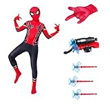 RECONA Costume Spider man Bambino 3 a 10 anni + lanciatore + maschera guanti bambino regalo