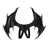 BaronHong Halloween Mardi Gras Costume Cosplay Demon Dragon Wings per Adult Kid (M, Nero)