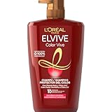 L Oréal Paris Elvive Shampoo per Capelli Colorati o con Mèches, Colore Luminoso e a Lunga Durata, Capelli Protetti e Idratati, Con Peonia Rossa e Filtri UV, Maxi Formato, Color-Vive, 1L