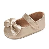 LACOFIA Scarpe Bowknot Primi Passi per Bambina Ballerine Neonata con Suola Morbida Antiscivolo Oro 3-6 Mesi