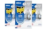 Raid Liquido Elettrico tripla ricarica, Inodore, efficace contro Zanzare Tigre e Zanzare Comuni 60 Notti, 3 Confezioni da 36 ml