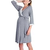 Topgrowth Abbigliamento Premaman Madre Pizzo Abito Casual Vestito maternità Donna Pizzo Incinte Pigiama Abiti da Notte Vestito Pigiami (Dark Gray, L)