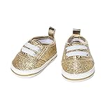 Heless 1461 - Sneaker glitterate per bambole, colore oro, taglia 30-34 cm, scarpe chic effetto wow per occasioni speciali