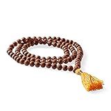 Lotuscrafts Sandalwood Mala - Collana di preghiera buddista di 108 perline di legno di sandalo