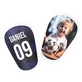 Wanapix | Parastinchi da Calcio Personalizzati per Bambini | Con Foto, Nome e Numero | Protezione Completa | 8 x 10 cm | Personalizzazione totale