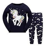 MIXIDON Bambine 2 Pezzi Pigiama a Maniche Lunghe per Ragazze Pajama Set 100% Cotone 2-10 Anni