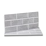 Fantasnight 12Pz Grigio Adesivi Piastrelle per Cucina e Bagno, Adesivo Mobili, Decorazione Murale in PET Impermeabile Mattonelle Mosaico Stile 30×15cm