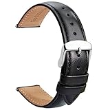 TStrap Cinturino in Pelle 22mm - Ricambio Nero Morbido a Sgancio Rapido Sportivo - Cinturino Smartwatch per Uomo Donna - con Fibbia ad Ardiglione 14mm 16mm 18mm 19mm 20mm 21mm 22mm 23mm 24mm