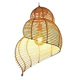 GUANSHAN Lampada a sospensione in bambù fatta a mano Splendida lanterna a tessitura Lampadario Lampada da soffitto Illuminazione a soffitto per ristorante, soggiorno, bancone bar