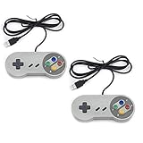 TRIXES Confezione da 2 Controller Adatto a Giochi Snes - USB Joypad Gaming per PC Computer Mac Raspberry Pi Wii U