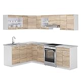 Vicco cucina angolare completa Rick, Sonoma/Bianco, 167 x 247 cm, PL Marmo