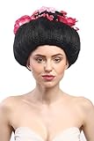 WIG ME UP - 4665-ZA103 Parrucca Donna Carnevale Halloween Nero Geisha Maiko China Girl Japan Fiori