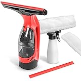 STARK Lavavetri elettrico Aspiragocce a batteria ricaricabile (da 3,7 Volt) con serbatoio 150ml rimovibile, flacone spray, spazzola tergicristallo di ricambio. Colore Rosso