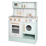 WOOMAX Cucinetta in legno, Cucina giocattolo 60x30x85 cm, Lavello giocattolo, Lavatrice per bambini, Cucine per bambini, Giocattoli da cucina, Set cucine 3 anni, 47217