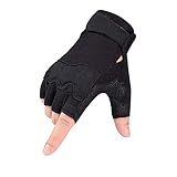 Guanti tattici a metà dita, da uomo, senza dita, antiscivolo, per sport all aria aperta, ciclismo, moto, escursionismo, arrampicata, campeggio, caccia, corsa, corsa, colore: nero