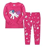 LitBud Bambine e Ragazze Pigiami Unicorno Sleepwears Pigiama Due Pezzi Maniche Lunghe Set di Superiore + Pantaloni Indumenti da Notte per Ragazze Bambino Piccolo Taglia 4-5 Anni 5T