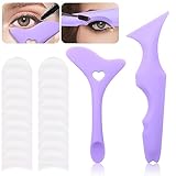 Scettar 2 tipi Eyeliner Stencil,Stencil Eyeliner Occhi per Principianti in Silicone con 20 Monouso Ombretto Sticker, Riutilizzabile Stencil per Eyeliner Punte per Convenienti Funzioni multiple (viola)