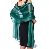 Jeffdad - Stola da donna in chiffon, elegante, leggera, morbida, grandi dimensioni, per abito da sera, verde scuro, 200 x 68 cm / 78,7 x 26,77 Zoll