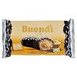 Buondì con Copertura al Cacao e Crema alla Vaniglia - Impasto a Lenta Lievitazione Naturale, Confezione da 6 Merendine Confezionate Singolarmente