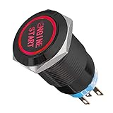 ETOPARS Nero Guscio 12V Auto Luce Rosso LED Pulsante di Avviamento in Metallo 19mm Interruttore a levetta Momentaneo Accensione Engine Start