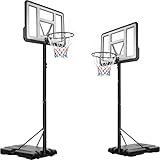 Canestro da basket, trasportabile con ruote, regolabile in altezza, 230-305 cm, con supporto per bambini e adulti, supporto con acqua e sabbia, per esterni, interni