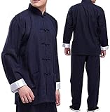 NOLLY Abbigliamento Tai Chi Bruce Lee Cinese Wing Chun Kung Fu Uniforme di Seta di Cotone Arti Marziali Abiti Tai Chi per Il Tuo Esercizio di Tai Chi,Blue-XXL