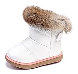 KVbabby Bambine e Ragazze Carino Stivali da Neve Morbide Fodera calda Stivali Scarpe di Cotone Piatto Pelliccia Stivali,bianco,20 EU = produttore 21