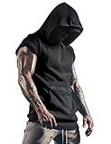 Uomo Palestra Canotta Smanicato Bodybuilding Canottiera Gym Sport Tank Top con Tasche Nero M