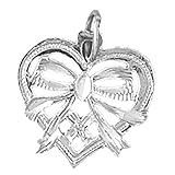 Jewels Obsession 14K White Gold Heart With Bow Pendant