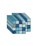 FBBULES 20PCS Adesivi per Piastrelle Cucina e Bagno, PVC Autoadesiva Mosaico Sticker Piastrelle Adesive, Impermeabile Mosaico Adesivi Parete per Piastrelle, Blu (10x10cm/4x4pollici)