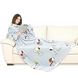 KANGURU Snoopy Coperta in SOFFICE Pile con Le Maniche, Poliestere, Grigio, Singolo, 180x140 cm