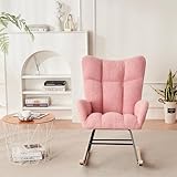 Sedia a dondolo moderna e semplice, con braccioli e schienale, sedia da lettura multifunzionale e sedia da allattamento, adatta per soggiorno, camera da letto, terrazza(Color:Rosa)