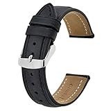 BISONSTRAP Cinturino Orologio 24mm, Cinturini di Ricambio in Pelle Vintage, Nero