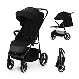 Kinderkraft TRIG 3 Passeggino Leggero, Pieghevole, Posizione Distesa, Posizione Reclinata, Sospensione 4 Ruote, Cinture di sicurezza a 5 punti, Bambini, Fino a 25 kg, Nero