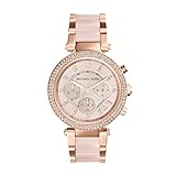 Michael Kors Parker orologio al quarzo cronografo con cinturino in acciaio color oro rosa cinturino con maglie centrali in acetato blush da donna MK5896