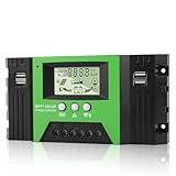 WEINUOER MPPT 100A 12V/24V Regolatore di Carica solare 100A MPPT Regolatore di carica,con 4 porte USB, Schermo LCD e sensore di Temperatura, adatto per Bannelli solari 12V 24V Batterie al Piombo/litio